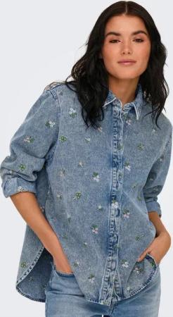ONLY Jeansbluse ONLVERA L/S FLOWER EMB SHIRT DNM YOR