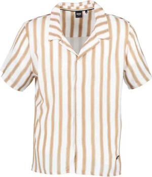 BOSS Black Herren Badeshirt beige,braun,weiß Mikrofaser Gestreift