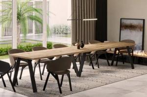 Endo-Moebel Esstisch Lungo XXL 130-405 cm, Metallgestell, ausziehbar, erweiterbar, riesiger Kulissentisch, 4m, extra lang und groß, stabil
