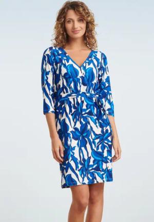 Amira Blumen Kleid in Blau und Weiß