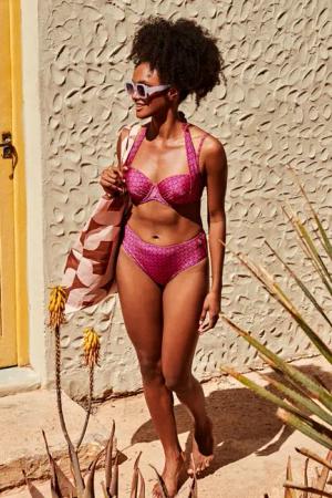 Mid Waist Coral Bikinihose in Lila