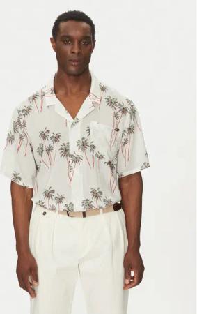 Tommy Hilfiger Hemd Bowling Shirt Print UM0UM03227 Beige Regular Fit