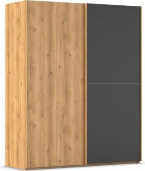 rauch Schwebetürenschrank "Kleiderschrank Schrank Garderobe Schlafzimmerschrank SCALE-WOOD", edle geteilte Front in massiver Asteiche mit Glastüren MADE IN GERMANY