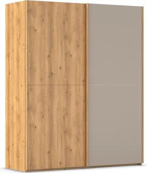 rauch Schwebetürenschrank "Kleiderschrank Schrank Garderobe Schlafzimmerschrank SCALE-WOOD", edle geteilte Front in massiver Asteiche mit Glastüren MADE IN GERMANY