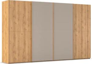rauch Schwebetürenschrank "Kleiderschrank Schrank Garderobe Schlafzimmerschrank SCALE-WOOD", edle geteilte Front in massiver Asteiche mit Glastüren MADE IN GERMANY