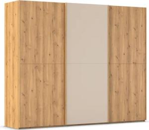 rauch Schwebetürenschrank "Kleiderschrank Schrank Garderobe Schlafzimmerschrank SCALE-WOOD", edle geteilte Front in massiver Asteiche mit Glastüren MADE IN GERMANY