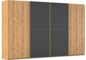 rauch Schwebetürenschrank "Kleiderschrank Schrank Garderobe Schlafzimmerschrank SCALE-WOOD", edle geteilte Front in massiver Asteiche mit Glastüren MADE IN GERMANY