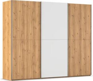 rauch Schwebetürenschrank "Kleiderschrank Schrank Garderobe Schlafzimmerschrank SCALE-WOOD", edle geteilte Front in massiver Asteiche mit Glastüren MADE IN GERMANY