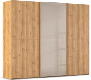 rauch Schwebetürenschrank "Kleiderschrank Schrank Garderobe Schlafzimmerschrank SCALE-WOOD", edle geteilte Front in massiver Asteiche mit Glastüren MADE IN GERMANY