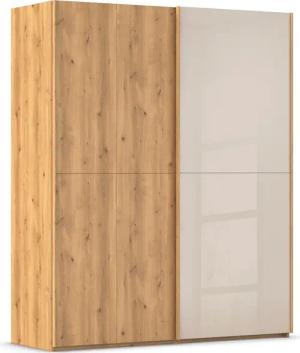 rauch Schwebetürenschrank "Kleiderschrank Schrank Garderobe Schlafzimmerschrank SCALE-WOOD", edle geteilte Front in massiver Asteiche mit Glastüren MADE IN GERMANY