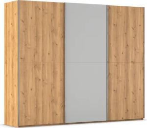 rauch Schwebetürenschrank "Kleiderschrank Schrank Garderobe Schlafzimmerschrank SCALE-WOOD", edle geteilte Front in massiver Asteiche mit Glastüren MADE IN GERMANY