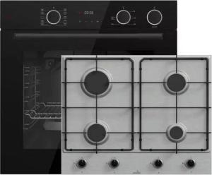 Böhme Elektro-Herd-Set Böhme Einbauherset HB60F78DL+Gaskochfeld 60cm Edelstahl mit 4 Brennern