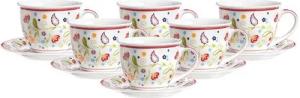 Ritzenhoff & Breker Tasse Shanti Milchkaffee Tassen mit Untertassen 350 ml, Porzellan