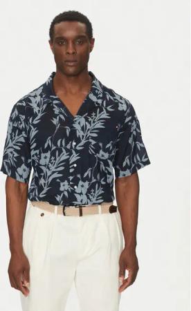 Tommy Hilfiger Hemd Bowling Shirt Print UM0UM03227 Dunkelblau Regular Fit