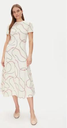 Tommy Hilfiger Kleid für den Alltag Modern F&F Midi Dress WW0WW44547 Weiß Regular Fit
