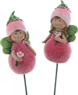 Annimuck Dekofigur Süsses Elfen Set am Stab 4x3x7,5/31cm Elfe Fee rosa pink (1 St)