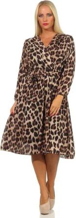 Mississhop Partykleid Damen Wickelkleid Leoprint Kleid Chiffonkleid 341 Kurzgröße
