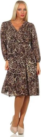 Mississhop Partykleid Damen Wickelkleid Leoprint Kleid Chiffonkleid 341 Kurzgröße