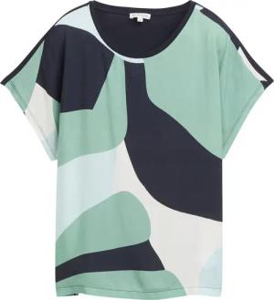 TOM TAILOR Damen T-Shirt im Material-Mix, grün, Gemustert, Gr. S
