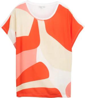 TOM TAILOR Damen T-Shirt im Material-Mix, rot, Gemustert, Gr. S