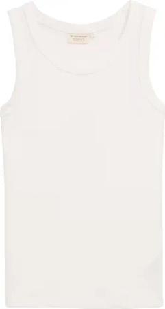 TOM TAILOR Damen Top mit Rippstruktur, weiß, Uni, Gr. L