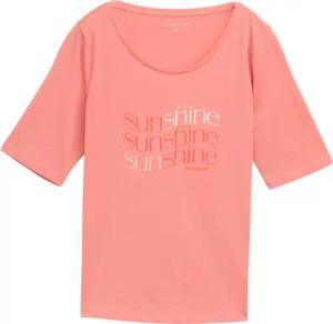TOM TAILOR Damen T-Shirt mit Print, rosa, Uni, Gr. S
