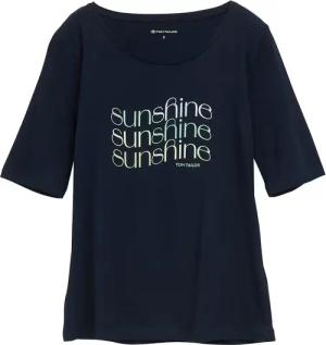 TOM TAILOR Damen T-Shirt mit Print, blau, Uni, Gr. XS