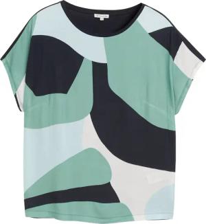 TOM TAILOR Damen Plus Size - T-Shirt im Material-Mix, grün, Gemustert, Gr. 46
