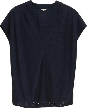 TOM TAILOR Damen Plus Size - Loose Fit Ajour T-Shirt, blau, Uni, Gr. 50