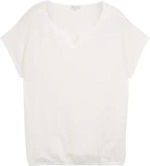 TOM TAILOR Damen Plus Size - T-Shirt im Material-Mix, weiß, Uni, Gr. 54