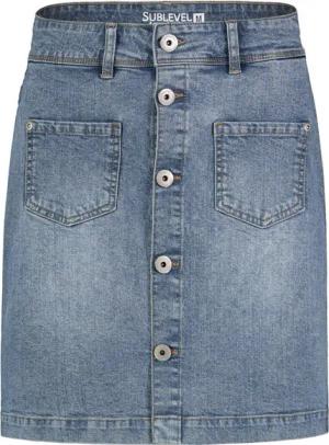SUBLEVEL Sommerrock mit Knopfleiste und aufgesetzten Taschen Denim Skirt