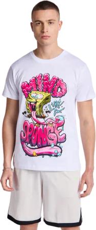 MERCHCODE Sponge Bob Herren T-Shirts - Weiß - Größe M - Baumwoll-Jersey
