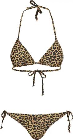 Urban Classics Bikini-Set - Ladies Leo Bikini - XS bis XL - für Damen - Größe XL - braun/schwarz