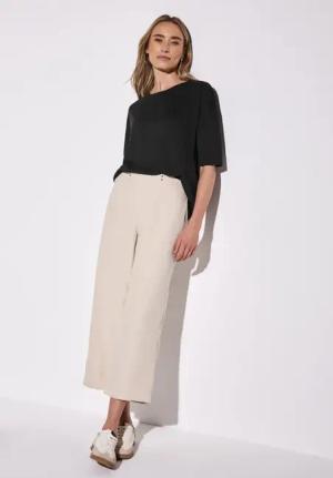 Street One Frauen Leinen-Look Shirt in Schwarz, Gr: 34