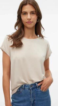 Vero Moda Rundhalsshirt "VMLAVA PLAIN SS TOP LUREX STRIPE"