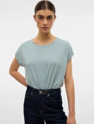 Vero Moda Rundhalsshirt "VMLAVA PLAIN SS TOP LUREX STRIPE"