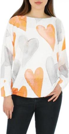 dy_mode Strandpullover Leichter Damen-Strickpullover mit Herz-Print Oversize-Pullover Bunter Herz Print, mit Rundhalsausschnitt