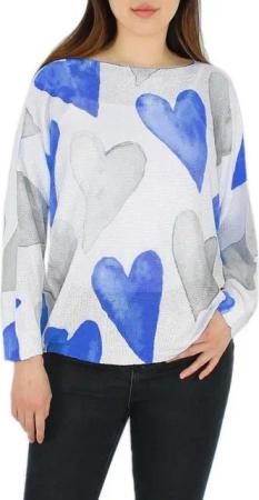 dy_mode Strandpullover Leichter Damen-Strickpullover mit Herz-Print Oversize-Pullover Bunter Herz Print, mit Rundhalsausschnitt