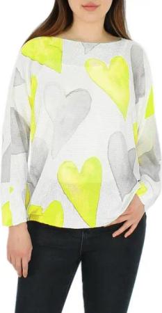 dy_mode Strandpullover Leichter Damen-Strickpullover mit Herz-Print Oversize-Pullover Bunter Herz Print, mit Rundhalsausschnitt