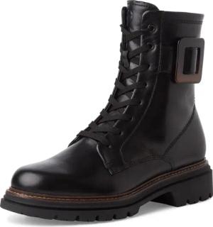 Tamaris Schnürboots, Blockabsatz, Schnürstiefelette mit auffälliger Zierschnalle