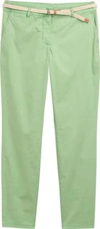 TOM TAILOR Damen Slim Chino Hose mit Gürtel, grün, Uni, Gr. 42/32