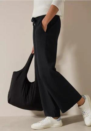 Cecil Damen Wide Leg Strukturhose in Schwarz, Gr: XS
