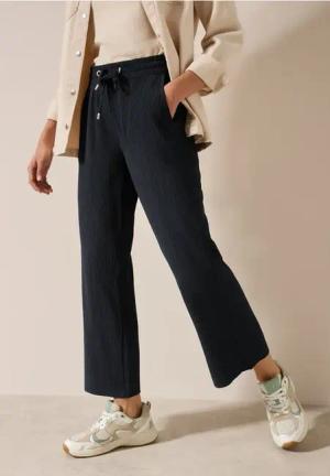 Cecil Damen Wide Leg Strukturhose in Blau, Gr: XXL