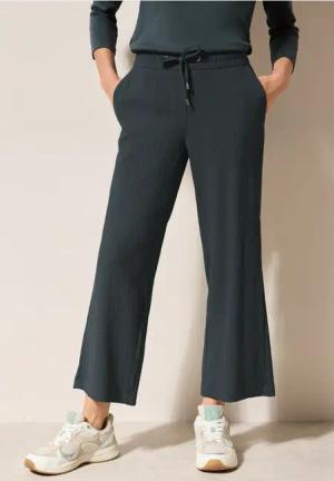 Cecil Damen Wide Leg Strukturhose in Grün, Gr: S