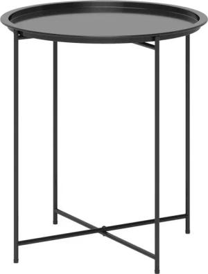 Outsunny Gartentisch Ø46 x 50 cm, Rund, wetterfest, mit klappbar Tischbeine (Beistelltisch, 1-St., klappbar Balkontisch), für Wohnzimmer, Büro, Outdoor, Indoor, Schwarz