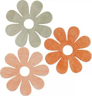 Viana Osterfigur Streudeko Holzblumen Orange Aprikose Braun 72er Set Tischdeko Basteln
