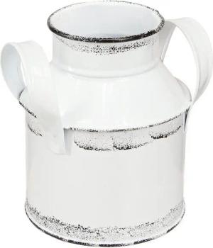 Viana Übertopf Deko Kanne Metall Weiß Schwarz 13cm 2er Set Landhaus