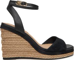 Tommy Hilfiger Espadrilles Leather & Suede High Wedge Espad FW0FW08803 Schwarz