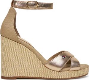Tommy Hilfiger Sandalen Flag Metallic High Wedge Espad FW0FW08811 Goldfarben