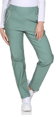 OriginalYou Schlupfhose Damen Stoffhose leichte Stretchhose Freizeithose mit elastischem Bund, farblich abgesetzte Taschen